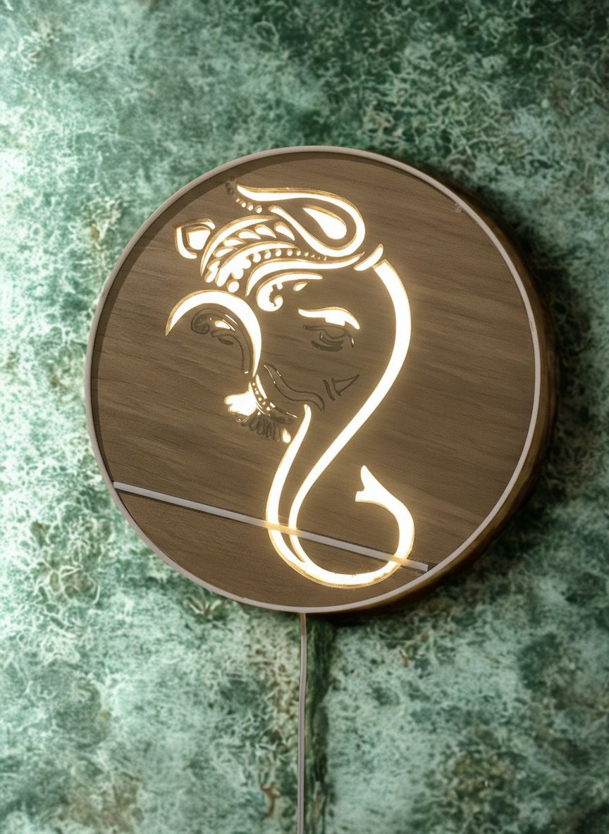 lord ganesh wall decor wooden light for yours house wall