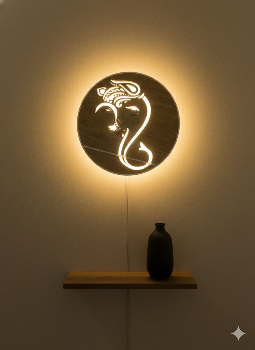 lord ganesh wall decor wooden light for yours house wall