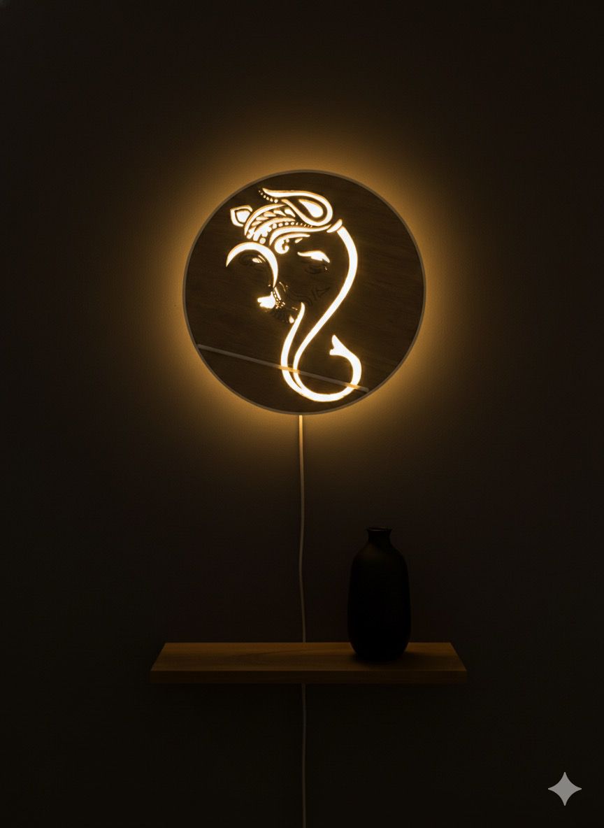 lord ganesh wall decor wooden light for yours house wall
